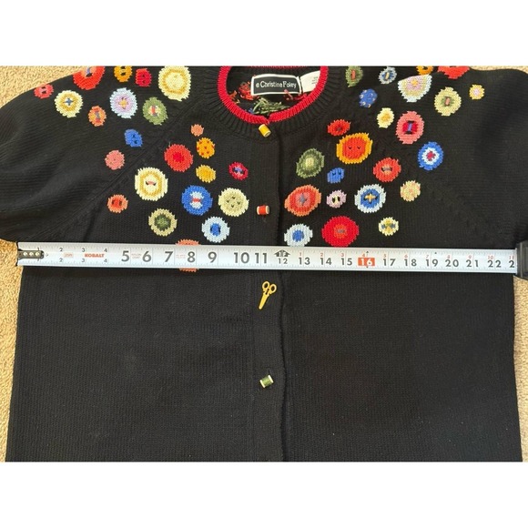 Christine Foley Cardigan Sweater Sz 2 Sewing Buttons Scissors - Picture 10 of 10